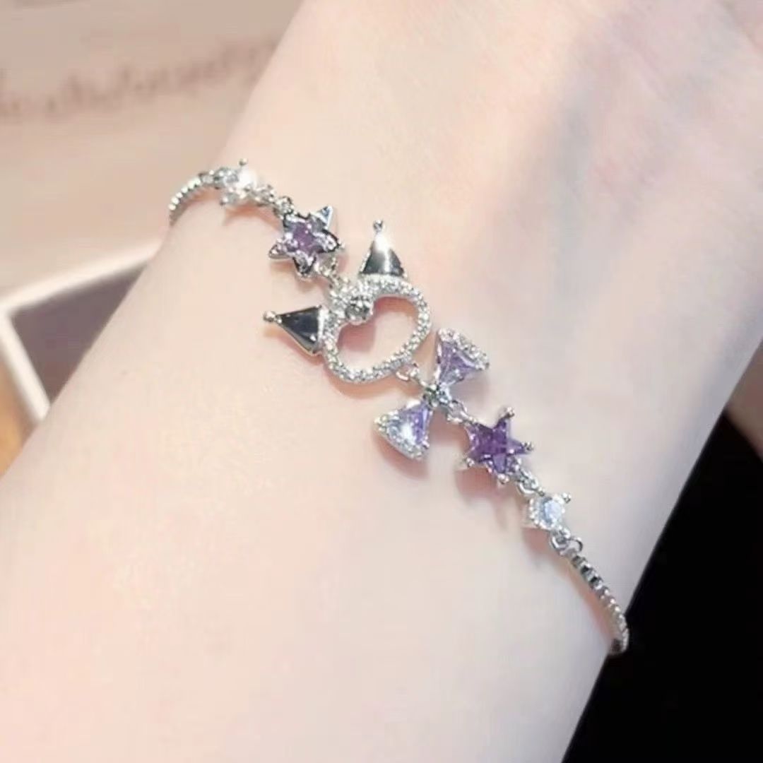 Kuromi Inspired Charm Bracelet - Kawaii Tech Accessories 评论和价格
