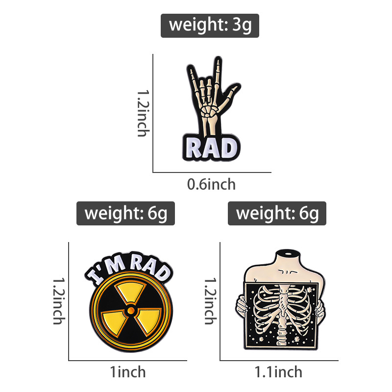 3Pcs RAD Radiology Enamel Pins - Tech Accessories Backpack 评论和价格