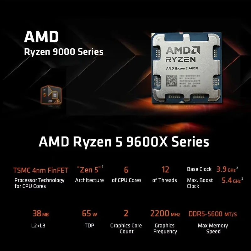 AMD Ryzen 5 9600X 100% AMD R5  - Amd Cpu Ryzen 5 评论和价格